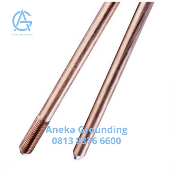 Grounding Rod Copper Bonded Sectional Dia. Rod 17.2 mm Length 1500 mm Thread Dia. 3/4"