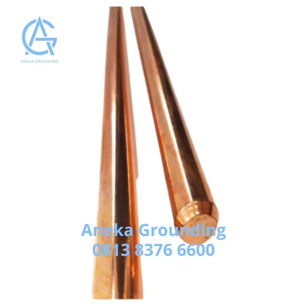 Copper Rod Grounding Bonded Unthreaded & Pointed Diameter 16 mm Panjang 1500 mm