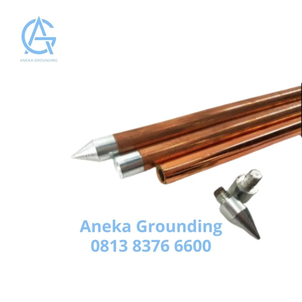 Pure Copper Grounding Rod Internally Threaded Diameter Rod 15 mm Panjang 1500 mm