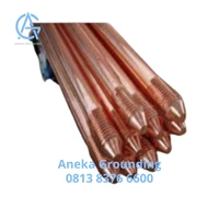 Pure Copper Ground Rod Arde Externally Threaded Dia. Rod 12.5 mm Length 1800 mm Thread Dia. 9/16