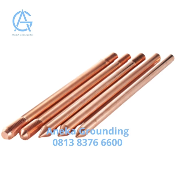 As Grounding Rod Pure Copper Externally Threaded Dia. Rod 14.2 mm Length 1200 mm Thread Dia. 5/8"