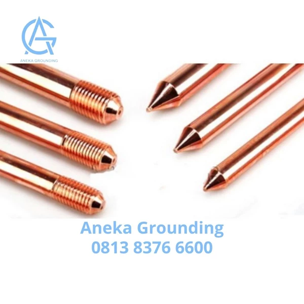Batang As Grounding Pure Copper Externally Threaded Dia. Rod 14.2 mm Length 3000 mm Thread Dia. 5/8"