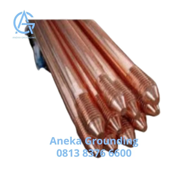 Pure Copper Grounding Rod Externally Threaded Dia. Rod 17.2 mm Length 1200 mm Thread Dia. 3/4"